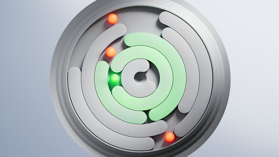 The CyberSphere interface: concentric rings with glowing points