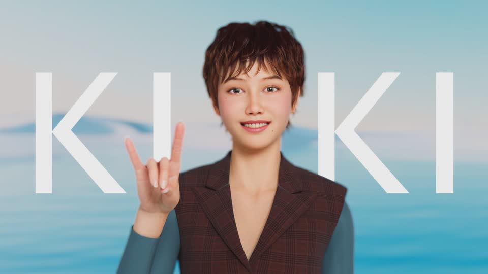 KIKI, the digital human, signing in front of her name